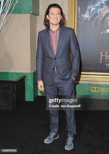 Actor Orlando Bloom arrives at the Los Angeles Premiere "The Hobbit: The Battle Of The Five Armies" at Dolby Theatre on December 9, 2014 in...