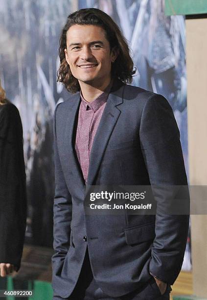 Actor Orlando Bloom arrives at the Los Angeles Premiere "The Hobbit: The Battle Of The Five Armies" at Dolby Theatre on December 9, 2014 in...