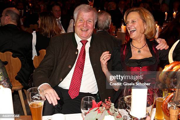 Horst Seehofer and his wife Karin during the 75th birthday party of Werner Brombach on December 29, 2014 in Erding, Germany.