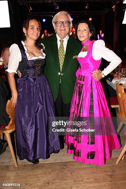 Werner Brombach and his wife Christine and his daughter Claudia during the 75th birthday party of Werner Brombach on December 29, 2014 in Erding,...