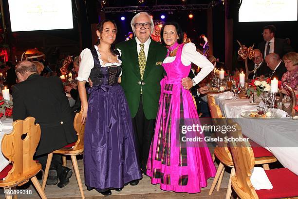 Werner Brombach and his wife Christine and his daughter Claudia during the 75th birthday party of Werner Brombach on December 29, 2014 in Erding,...