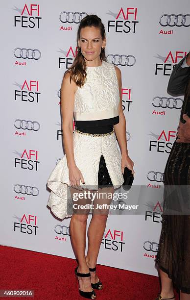 Actress Hilary Swank attends the 'The Homesman' premiere during AFI FEST 2014 presented by Audi at the Dolby Theater on November 11, 2014 in...