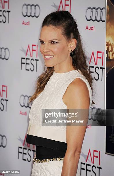 Actress Hilary Swank attends the 'The Homesman' premiere during AFI FEST 2014 presented by Audi at the Dolby Theater on November 11, 2014 in...