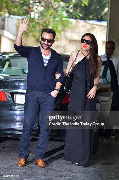 Kareena Kapoor Khan and Saif Ali Khan for the Christmas brunch at Shashi Kapoors house in Mumbai.