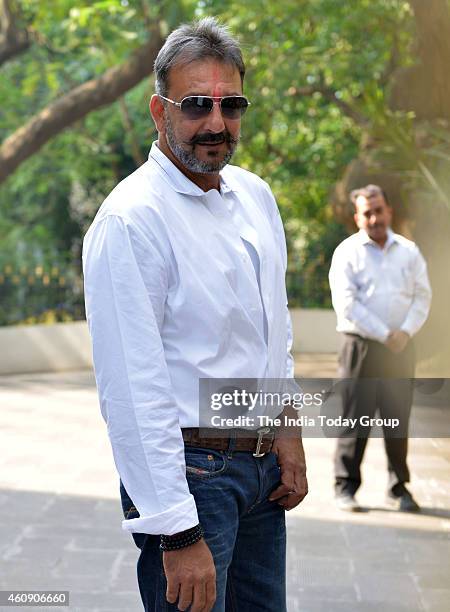 Sanjay Dutt out of jail on a two weeks furlough in Mumbai.
