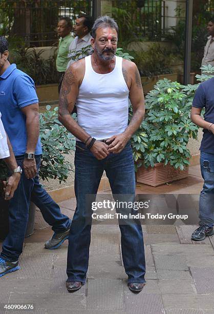 Sanjay Dutt out of jail on a two weeks furlough in Mumbai.