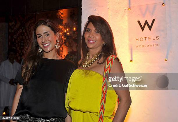 Cloclo Echavarria and Chiqui Echavarria pose for a photo during the Pre New Year´s Affair in celebration of the Opening of W Bogotá held at Casa de...