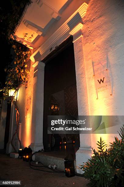 View of the facade of Casa de la Ruinas during the Pre New Year´s Affair in celebration of the Opening of W Bogotá held at Casa de las Ruinas on...