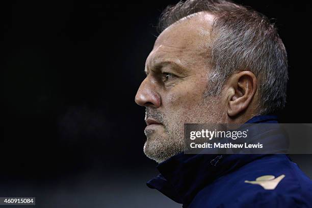 Neil Redfearn, manager of Leeds United looks on during the Sky Bet Championship match between Derby County and Leeds United at Pride Park Stadium on...