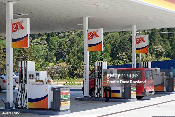 Fuel pumps at a Z Energy Service Station on December 29, 2014 in Auckland, New Zealand. The NZX 50 Index is the main stock market index in New...