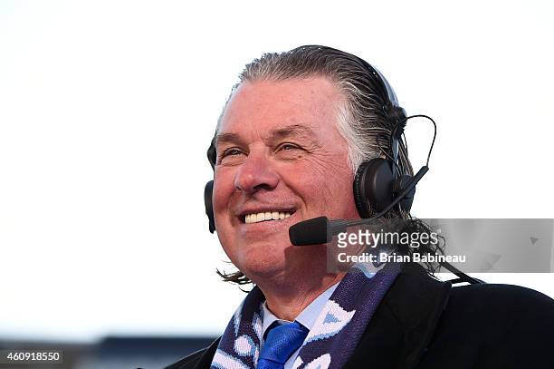 Network analyst Barry Melrose speaks during an NHL Live show at the 2015 Bridgestone NHL Winter Classic Build Out on December 30, 2014 at Nationals...