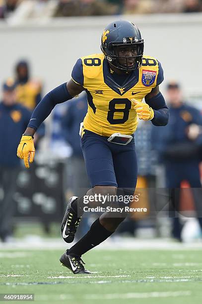 Karl Joseph of the West Virginia Mountaineers anticipates a play against the Texas A&M Aggies during the 56th annual Autozone Liberty Bowl at Liberty...