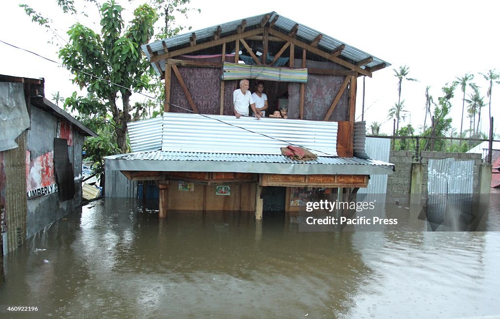 Houses drowned in flood. The storm, known as Seniang in the...