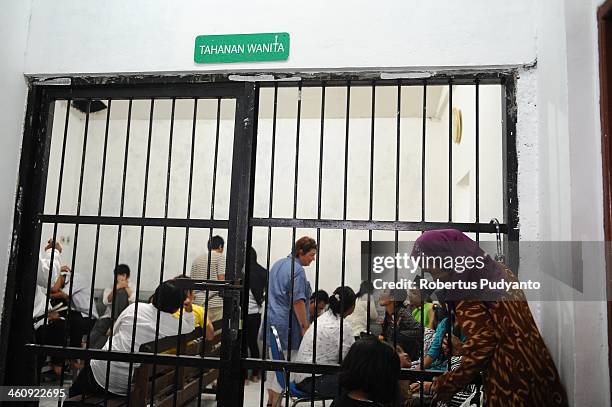 Andrea Waldeck of Britain waits in a women's prison cell for a hearing over drug trafficking charges on January 6, 2014 in Surabaya, Indonesia....