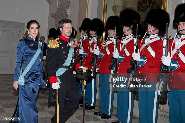 Crown Princess Mary of Denmark and Crown Prince Frederik of Denmark attend a New Year's Levee held by Queen Margrethe of Denmark for Diplomats at...