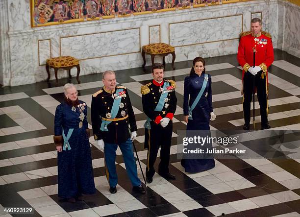 Queen Margrethe of Denmark, Prince Henrik of Denmark, Crown Prince Frederik of Denmark and Crown Princess Mary of Denmark attend a New Year's Levee...