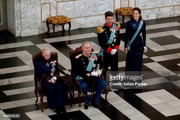 Queen Margrethe of Denmark, Prince Henrik of Denmark, Crown Prince Frederik of Denmark and Crown Princess Mary of Denmark attend a New Year's Levee...