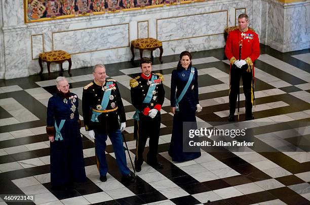 Queen Margrethe of Denmark, Prince Henrik of Denmark, Crown Prince Frederik of Denmark and Crown Princess Mary of Denmark attend a New Year's Levee...