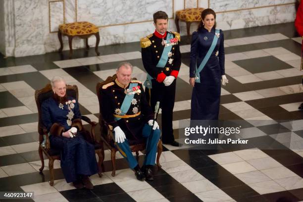 Queen Margrethe of Denmark, Prince Henrik of Denmark, Crown Prince Frederik of Denmark and Crown Princess Mary of Denmark attend a New Year's Levee...