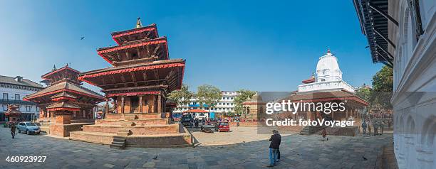 kathmandu durbar square panorama unesco world heritage site landmark nepal - durbar square stock pictures, royalty-free photos & images