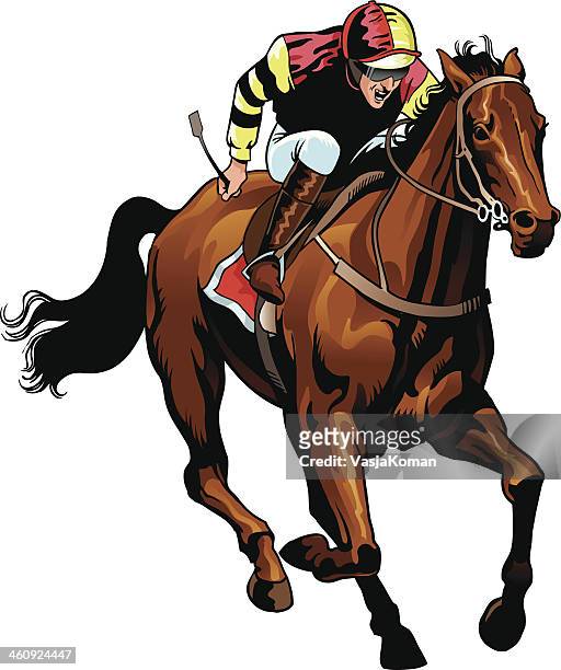 thoroughbred horse racing - female jockey stock illustrations