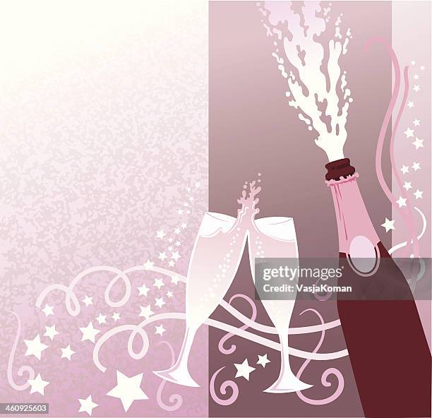 celebration with champagne - spilled wine stock illustrations