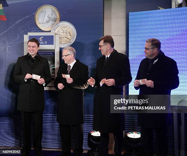 Estonian Prime Minister Taavi Roivas , Lithuanian Finance Minister Rimantas Sadzus, Lithuanian Prime Minister Algirdas Butkevicius, Chairman of the...