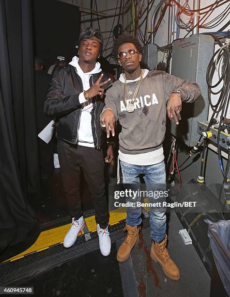 Recording artists K Camp and Rich Homie Quan attend 106 & Party at BET studio on December 12, 2014 in New York City.