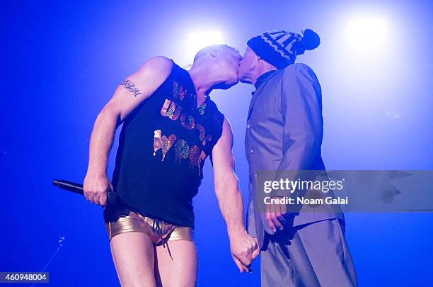 Andy Bell and Vince Clarke of Erasure perform at Terminal 5 on December 31, 2014 in New York City.