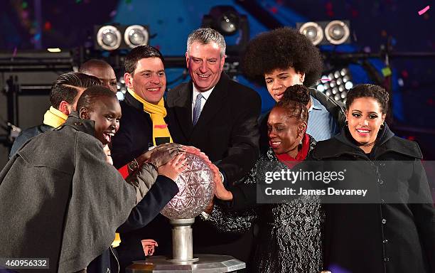 Alek Wek, Sonam Lama, Jencarlos Canela, Nykhor Paul, David Miliband, New York City Mayor Bill de Blasio, Chirlane McCray, Dante De Blasio and Chiara...