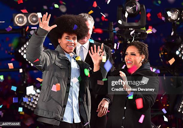 Dante De Blasio and Chiara De Blasio attend New Year's Eve 2015 in Times Square on December 31, 2014 in New York City.