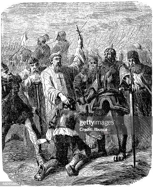 saint louis during crusades - cavalier cavalry stock illustrations