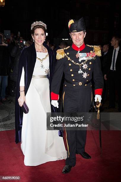 Crown Princess Mary of Denmark and Crown Prince Frederik of Denmark attend a New Years Levee and Banquet at Christian VII's Palace on January 1, 2015...