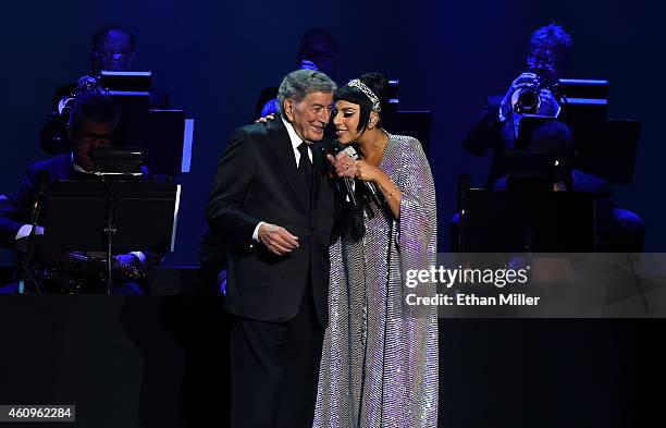 Recording artists Tony Bennett and Lady Gaga perform their New Year's Eve concert together, complete with a midnight countdown, at The Chelsea inside...