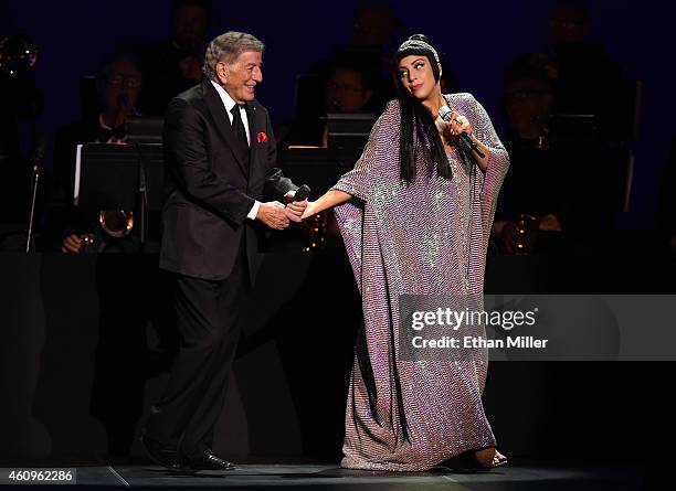 Recording artists Tony Bennett and Lady Gaga perform their New Year's Eve concert together, complete with a midnight countdown, at The Chelsea inside...