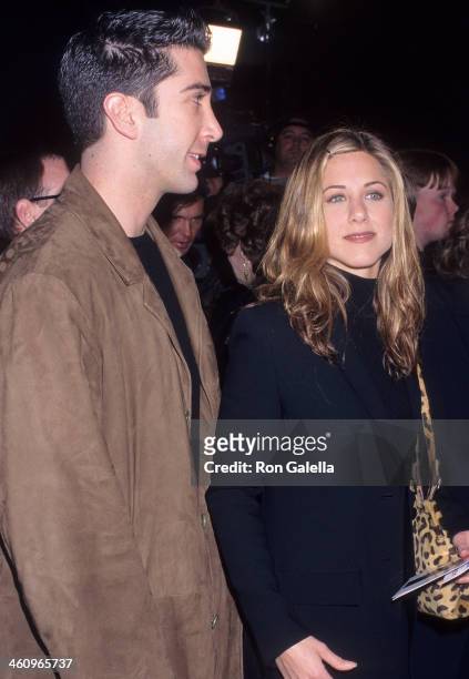 Actor David Schwimmer and actress Jennifer Aniston attend the "Scream 2" Hollywood Premiere on December 10, 1997 at the Mann's Chinese Theatre in...