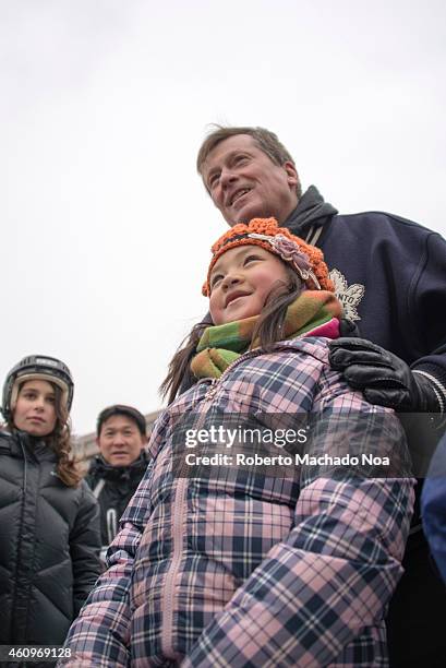 Toronto Mayor John Tory a in Nathan Phillips Square where he held a skating party and talked to the city inhabitants The Mayor addressed a Happy New...