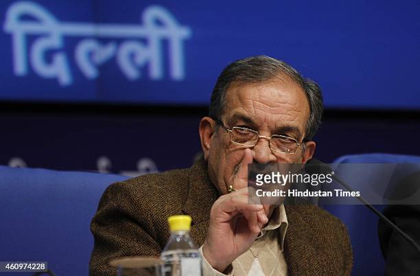 Union Rural Development Minister, Chaudhary Birender Singh addressing a press conference on ordinance on Land Acquisition Act, on January 2, 2015 in...