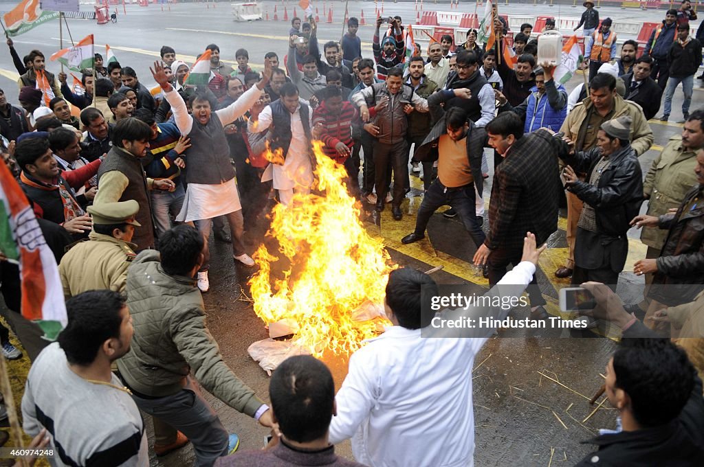 Congress Activists Protest Against Prime Minister Narendra Modi In Noida