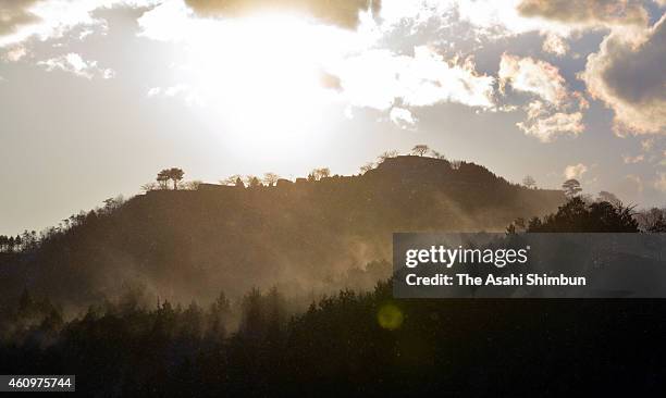 The first sunrise of the year is seen at the ruins of Takeda Castle on January 1, 2015 in Asago, Hyogo, Japan.