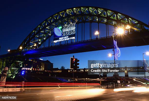Host City Newcastle begins it's countdown to the IRB 2015 Rugby Union World Cup with the logo appearing on the side of the iconic landmark Tyne...