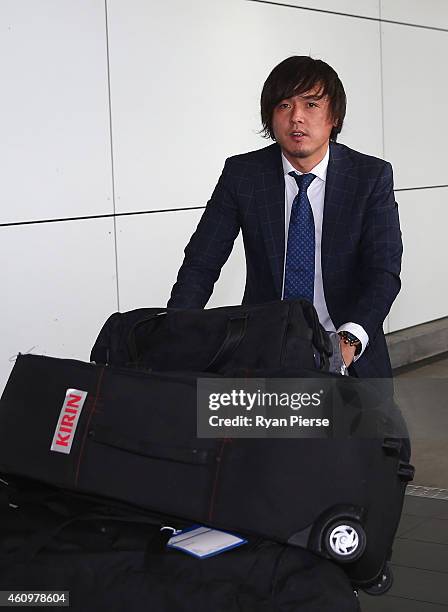 Yasuhito Endo of Japan arrives ahead of the 2015 Asian Cup at Sydney International Airport on January 3, 2015 in Sydney, Australia.