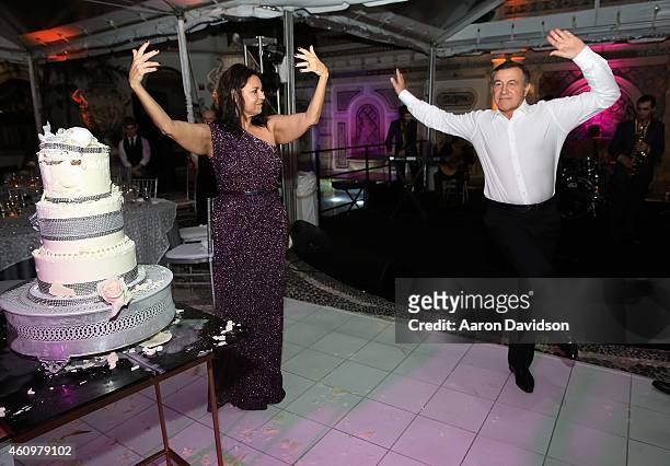 Irina Agalarova and Aras Agalarov attends New Years Eve And Birthday Party For Irina Agalarova at Barton G on December 31, 2014 in Miami Beach,...