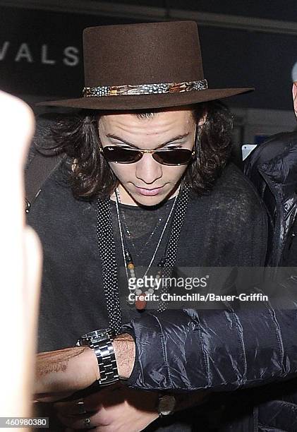 Harry Styles is seen at LAX on January 02, 2015 in Los Angeles, California.