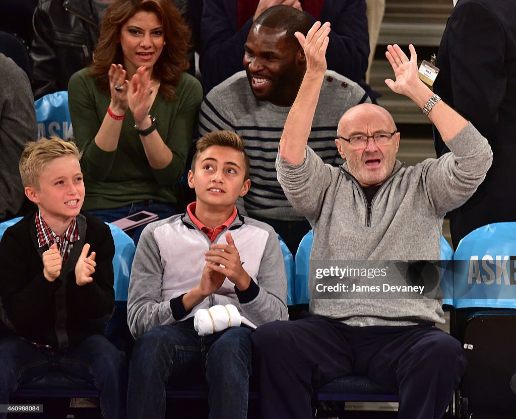 Celebrities Attend The Detroit Pistons Vs New York Knicks Game - January 2, 2015