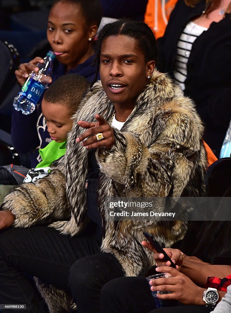 Rocky attends the Detroit Pistons vs New York Knicks game at Madison ...
