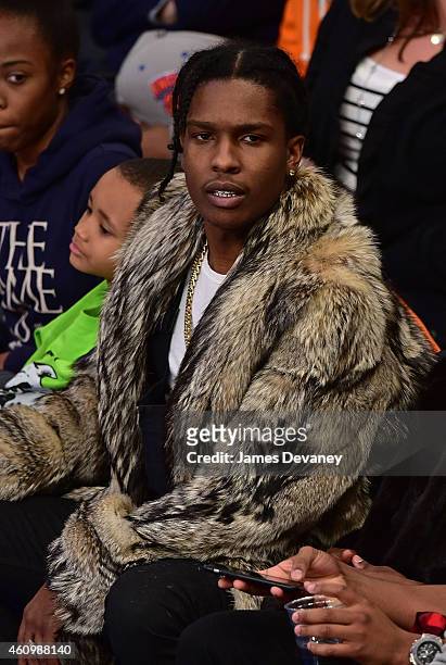 Rocky attends the Detroit Pistons vs New York Knicks game at Madison Square Garden on January 2, 2015 in New York City.
