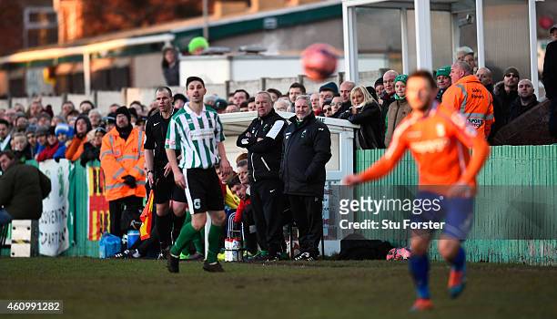 Blyth Spartans manager Tom Wade looks on during the FA Cup Third Round match between Blyth Spartans and Birmingham City at Croft Park on January 3,...