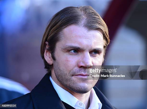 Heart of Midlothian Manager Robbie Neilson on the sideline during the Scottish Championship match between Heart of Midlothian F.C. And Hibernian F.C....