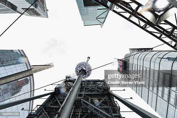 Atmosphere during the 2014 New Year's Eve Ball re-lighting and raising to the 130-foot pole atop One Times Square where it will remain for the...